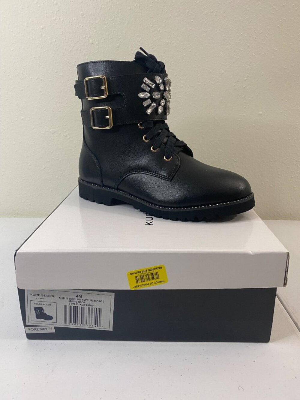 NWT Kurt Geiger London Stoop Boot - Little Girls / Big Girls - Black / Size 4M - Picture 3 of 16